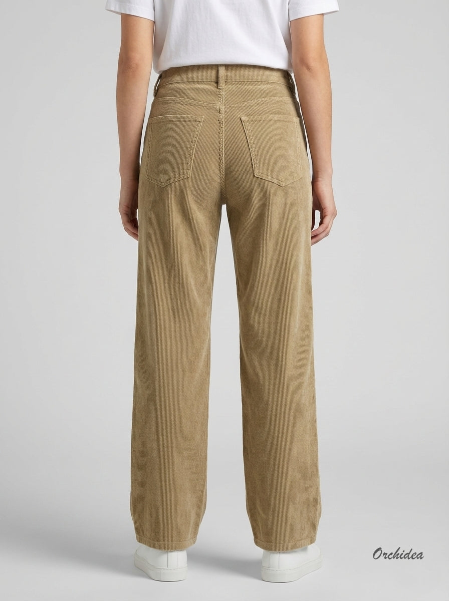 Krémové manšestrové kalhoty