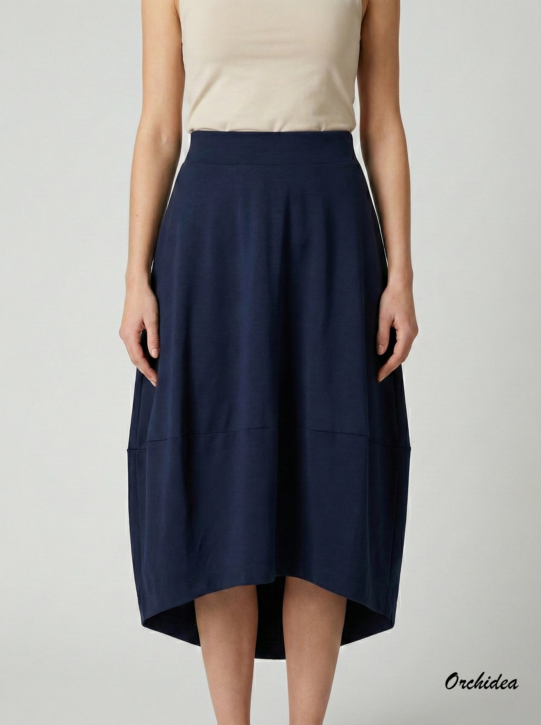 Tmavě modrá sukně s pružným pasem