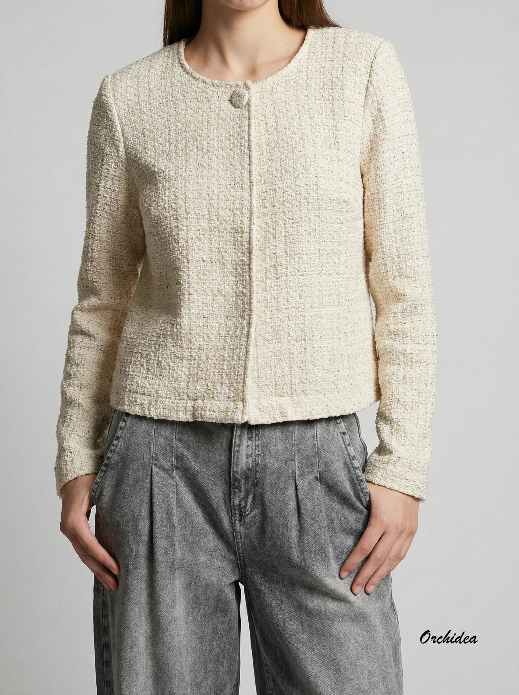 Krémové tvídové sako