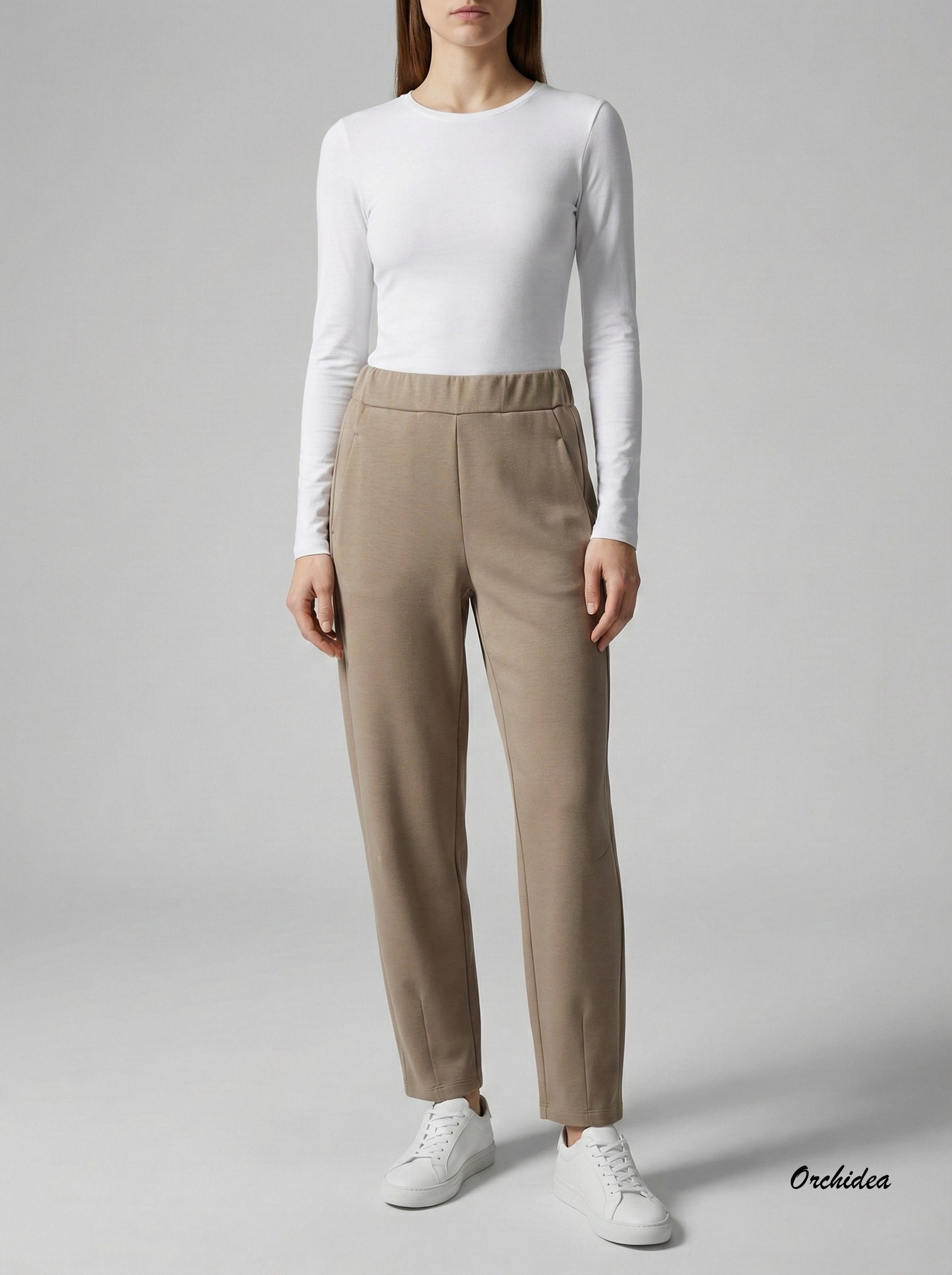 Kalhoty s pružným pasem béžové