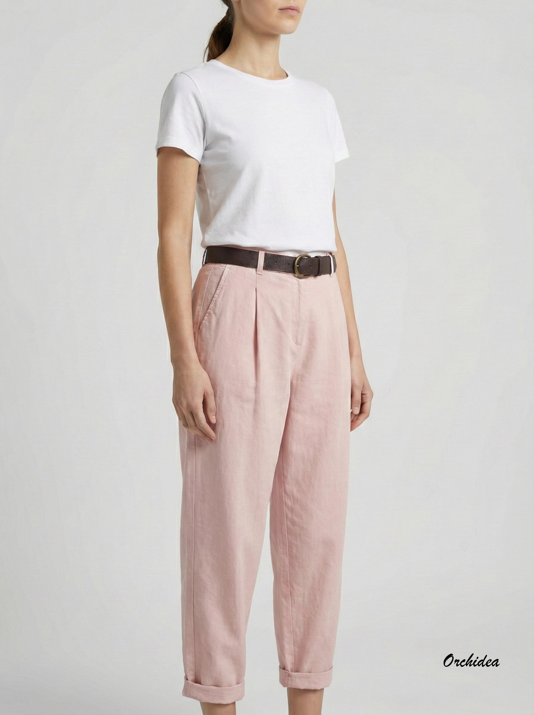 Ležérní kalhoty s pukly a páskem modré