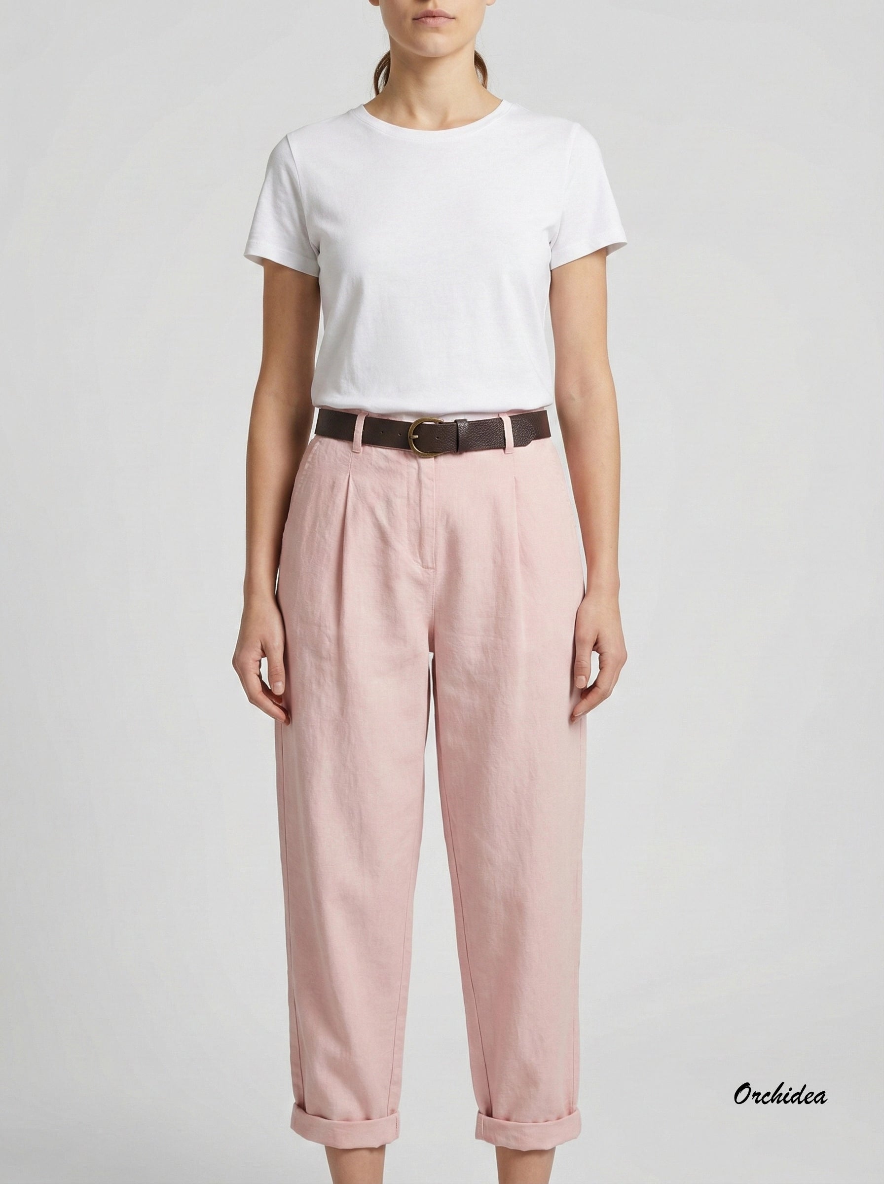 Ležérní kalhoty s pukly a páskem modré