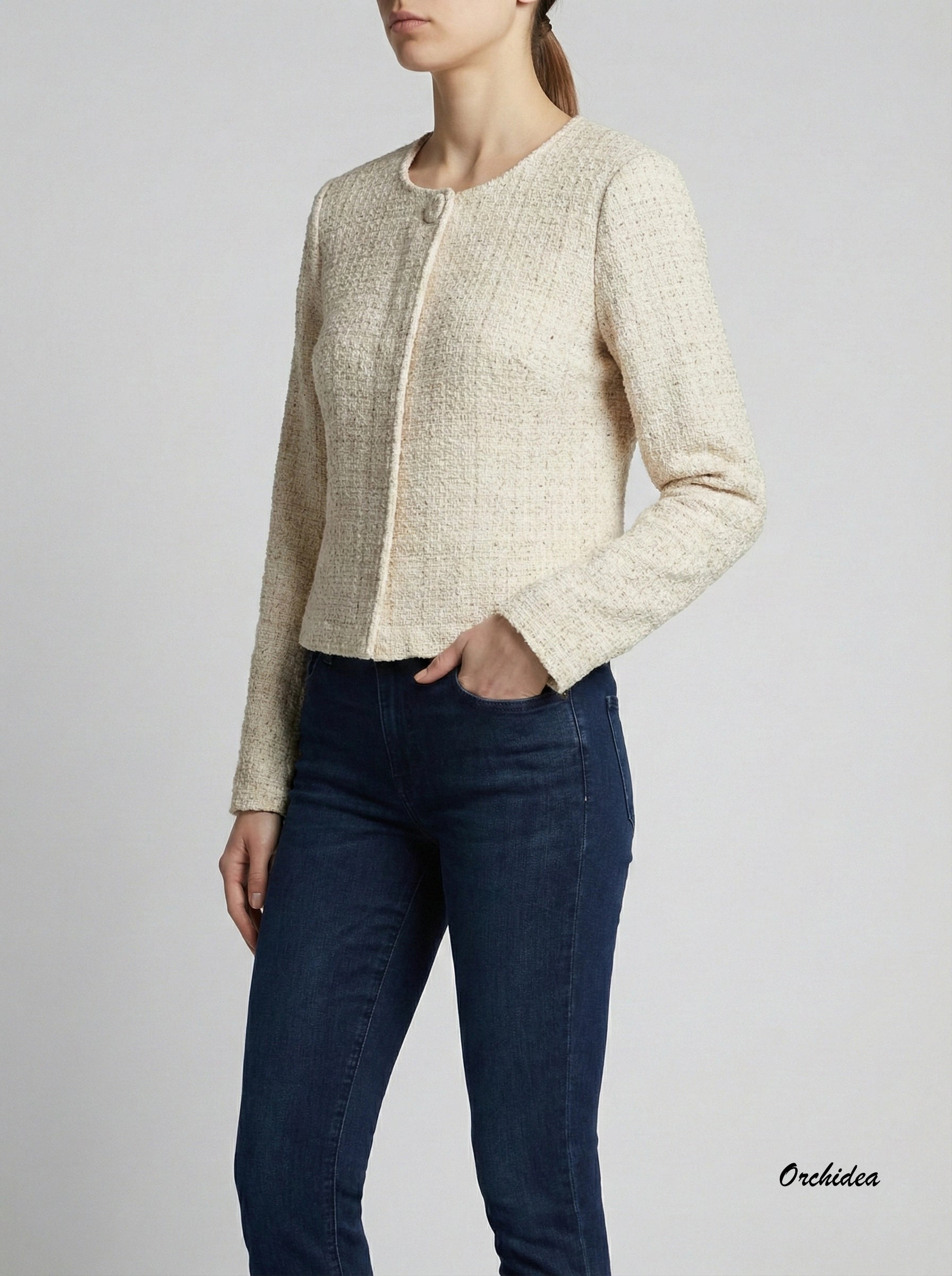 Krémové tvídové sako