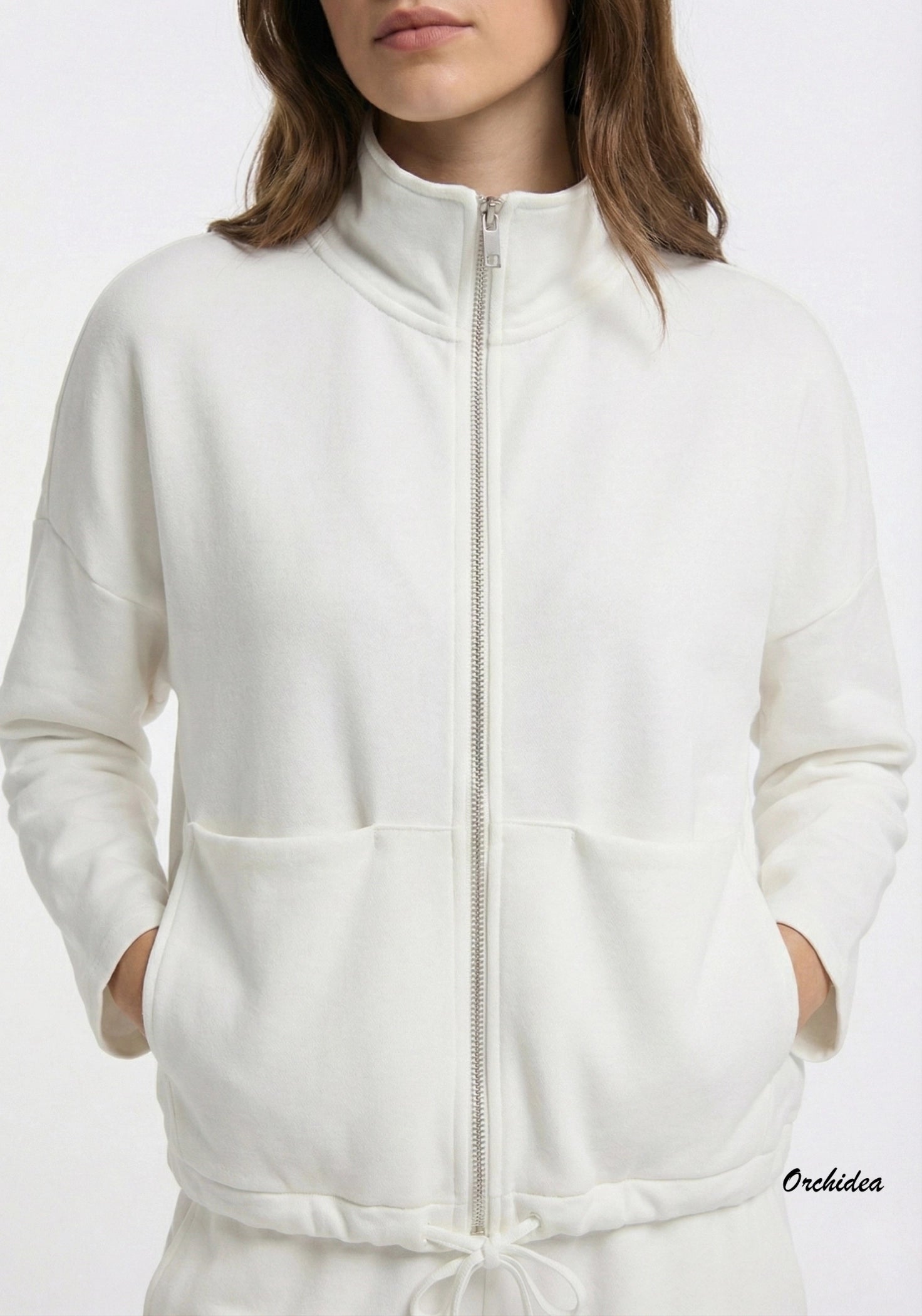 Růžová rozepínací mikina se stojáčkem